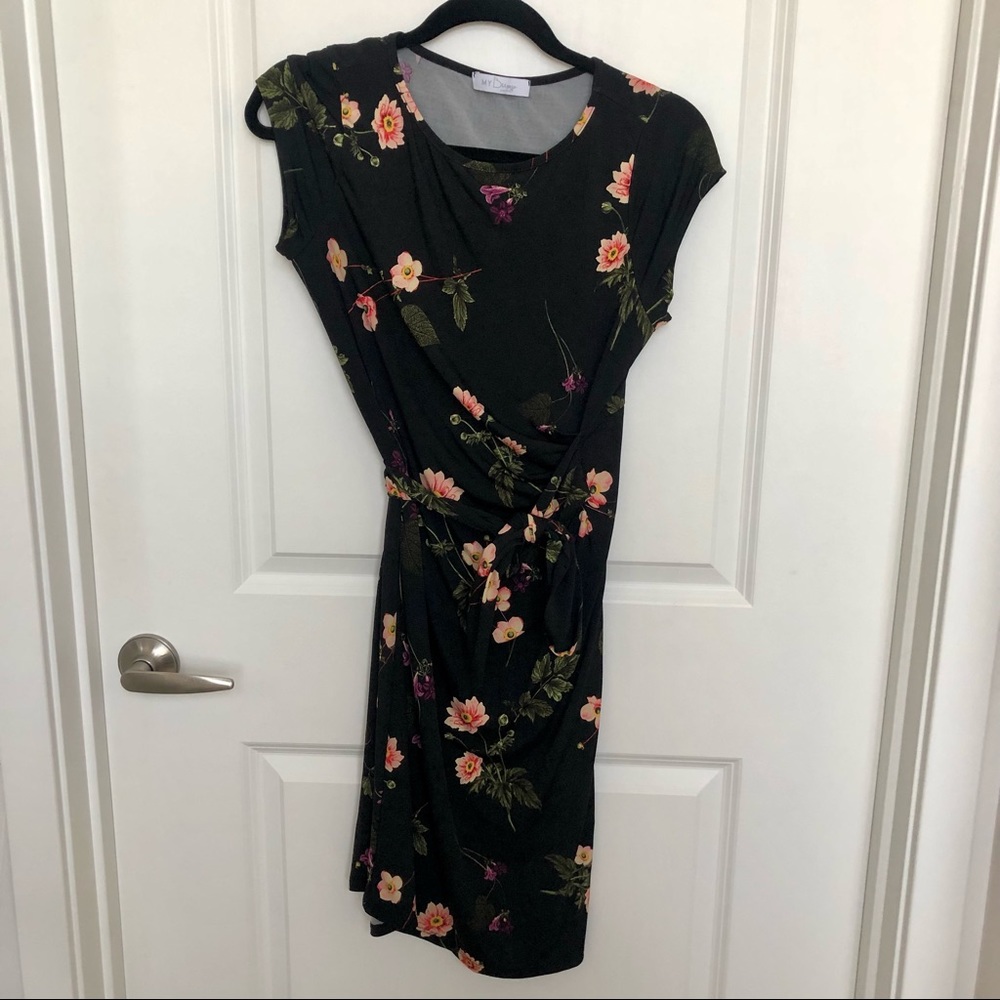 My Bump floral jersey side tie maternity dress